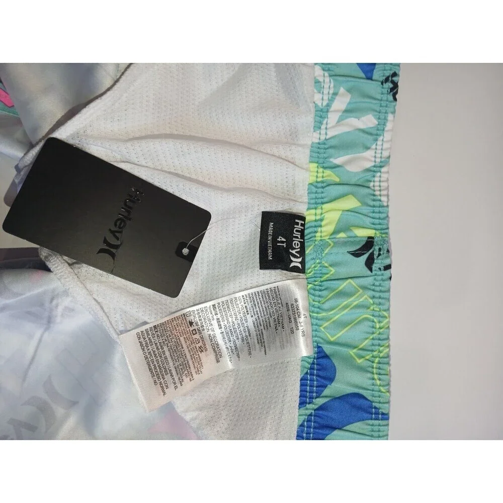 Hurley Boys Swim Trunks 4T Multicolor Logo Board Shorts New With Tags